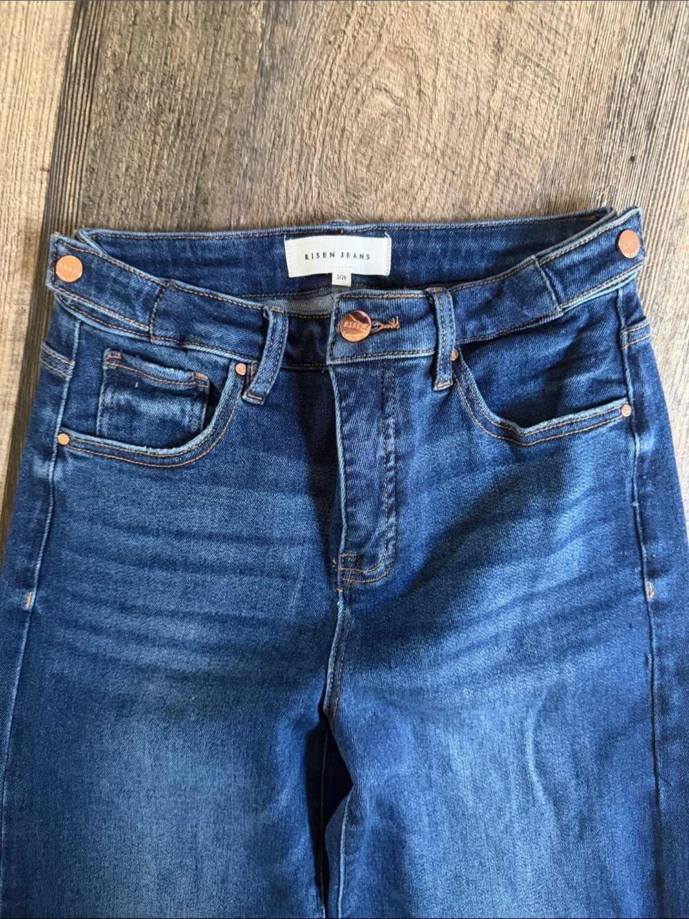 Risen Wide Leg Dark Blue Jeans - Picture 2 of 6
